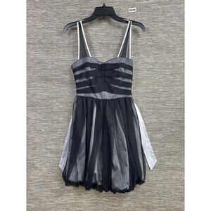 BCBGeneration Dress Womens 6 Black Striped Tulle Bubble Hem Fit & Flare Mini